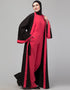 Women Black Matt Nida With Red Boder Abaya Close-up View
